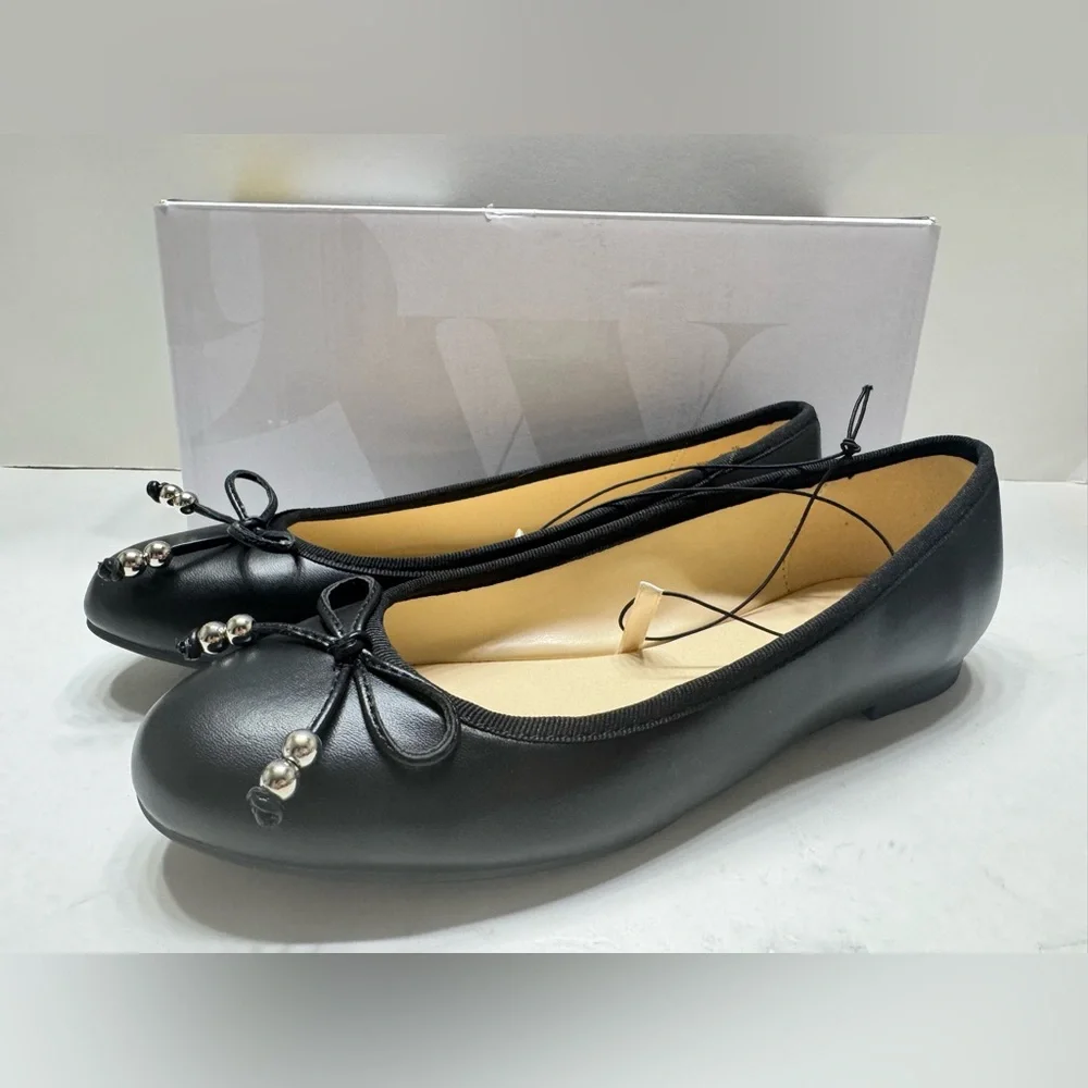NEW Nine West Women’s Slip On Bow Toe Flat Shoes Black Size 7-10